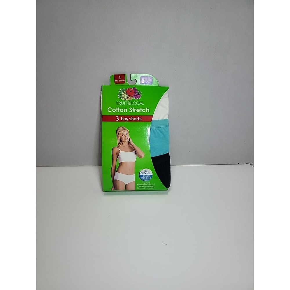 Fruit Of TheLoom Women's 3 Pair Boy Shorts Cotton Stretch Underwear Panties 8 XL